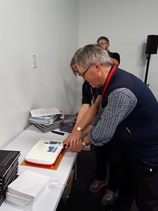 The owners of Cicerone Press cutting the cake The owners of Cicerone Press cutting the cake